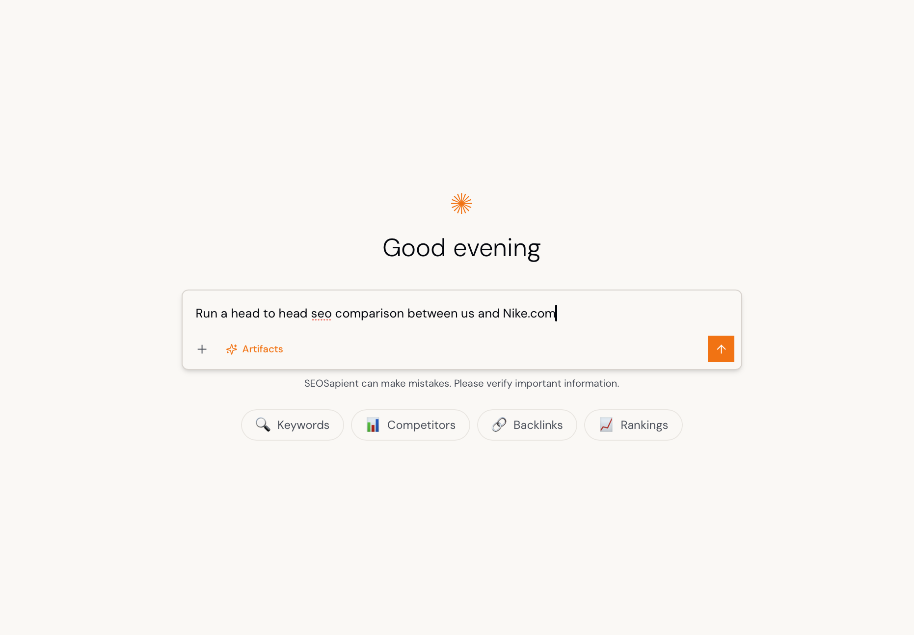 SEOSapient AI-powered SEO dashboard showing keyword research, competitor analysis, and real-time data visualizations